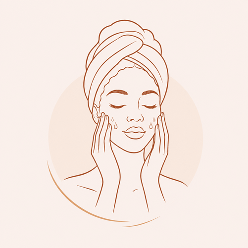 Pflegeöl im Gesicht auftragen - Illustration