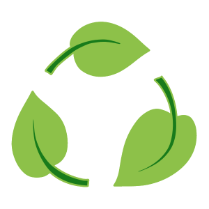 Recycling Symbol kreisrund aus 3 Blättern in grün